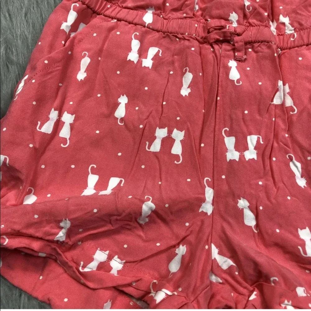 Gymboree Girls Coral Pink White Cat Romper Size 7